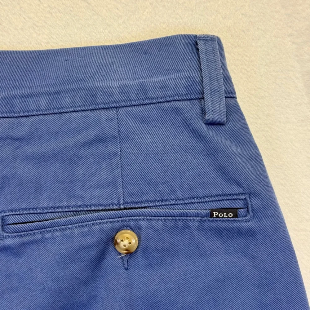 Polo Ralph Lauren Mens Chino Pants 34 Blue Straight‎ Leg Cotton Twill Trousers